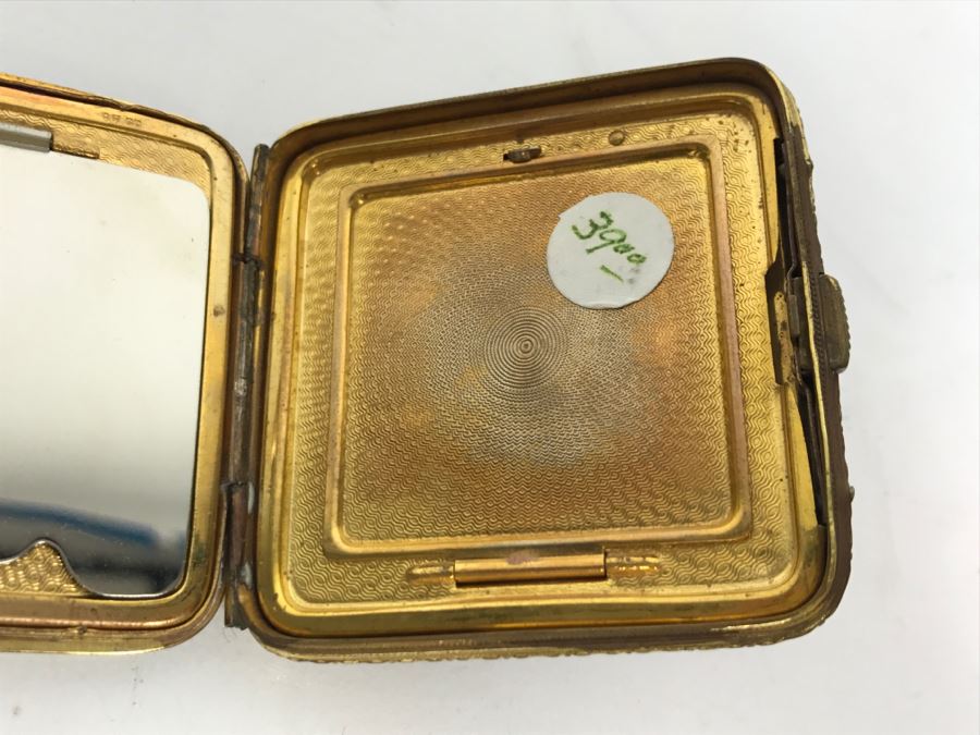 Vintage Magnifying Glass With Shell Handle, Pair Of Compacts And Small Shell Trinket Box [Photo 14]