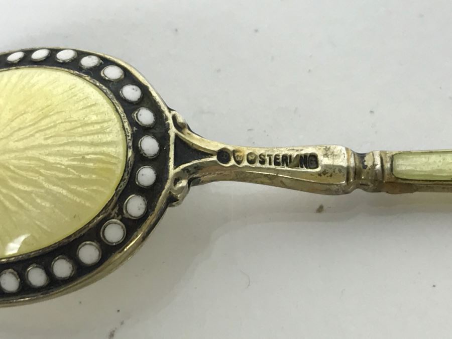 Set Of (6) Vintage Sterling Silver And Enamel Spoons 105.6g [Photo 13]