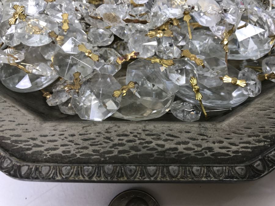 Vintage Silverplate Tray Loaded With Crystal Strands [Photo 3]