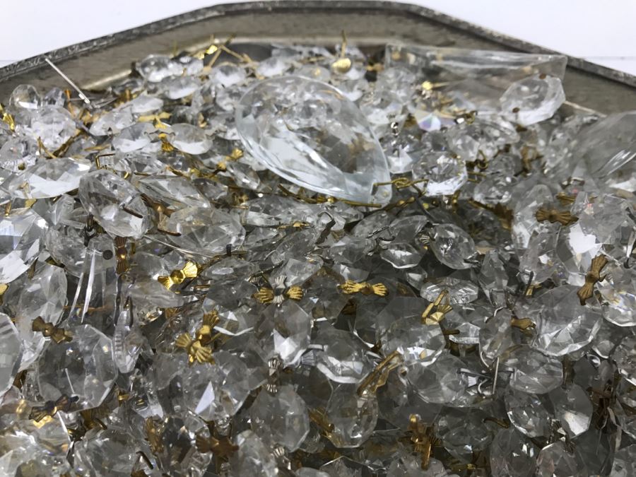 Vintage Silverplate Tray Loaded With Crystal Strands [Photo 5]