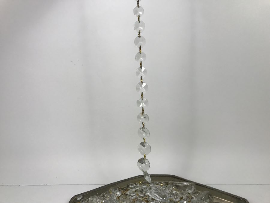 Vintage Silverplate Tray Loaded With Crystal Strands [Photo 8]