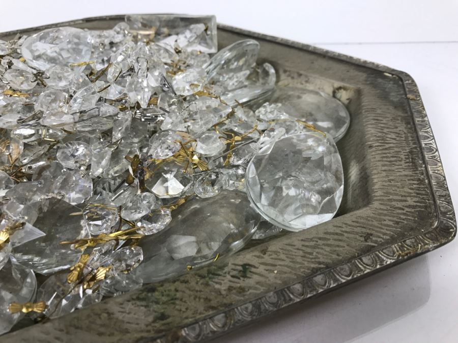 Vintage Silverplate Tray Loaded With Crystal Strands [Photo 6]