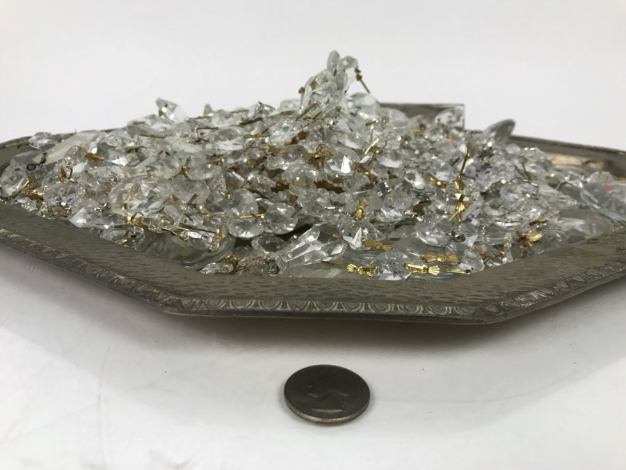 Vintage Silverplate Tray Loaded With Crystal Strands [Photo 12]