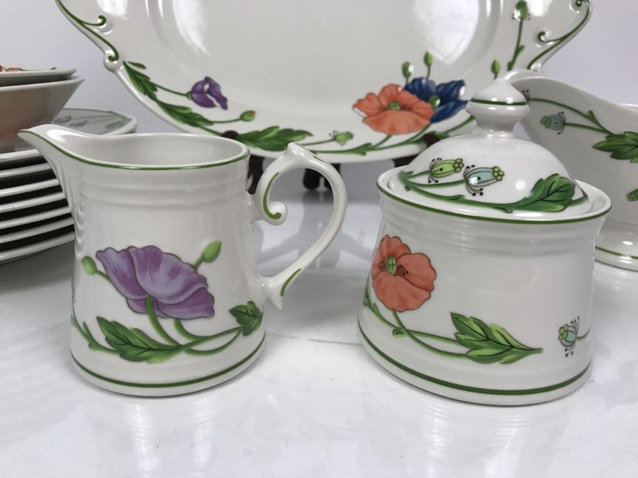 Villeroy & Boch Germany Amapola Pattern China Set With Platter, Gravy Boat, Creamer And Sugar, Bowls And Plates [Photo 2]