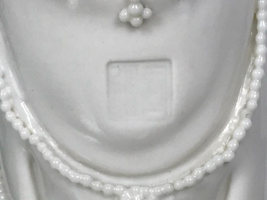 Pair Of Chinese Candleholders And Signed White Chinese Blanc de Chine Porcelain Figure of Guanyin Guan Yin [Photo 9]