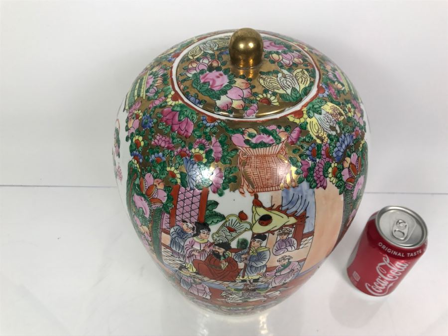 Large Signed Chinese Famile Rose Porcelain Lidded Jar [Photo 4]