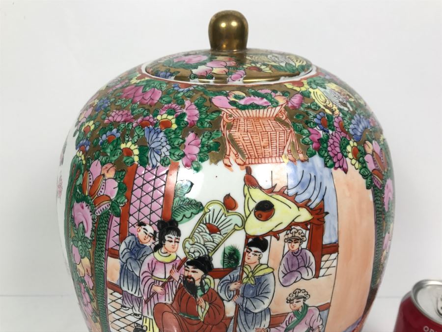 Large Signed Chinese Famile Rose Porcelain Lidded Jar [Photo 7]