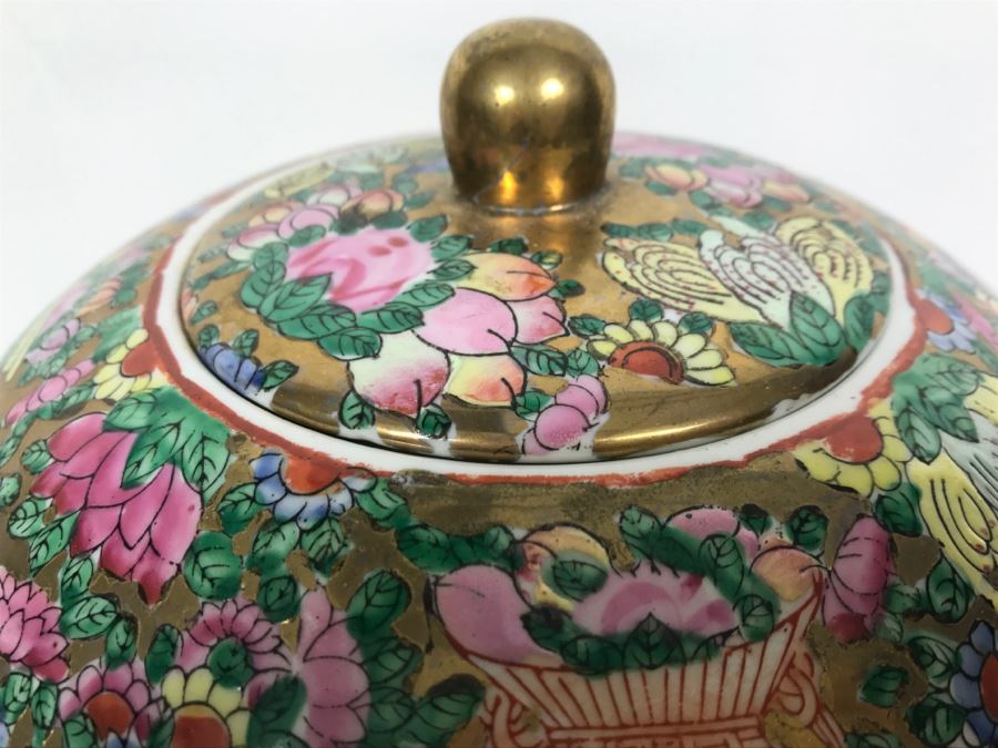 Large Signed Chinese Famile Rose Porcelain Lidded Jar [Photo 6]