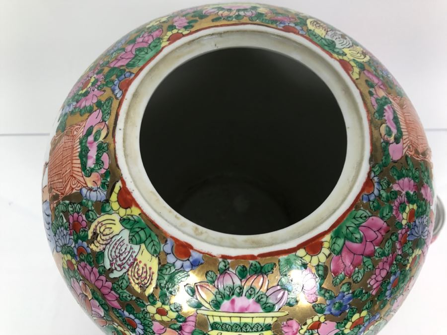 Large Signed Chinese Famile Rose Porcelain Lidded Jar [Photo 16]