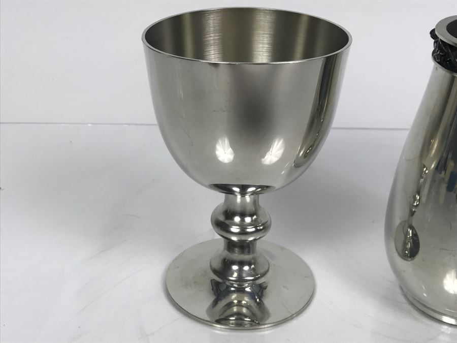 Royal Selangor Pewter Vase And Pair Of Woodbury Pewter Goblets [Photo 5]