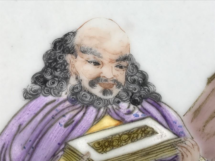 Vintage Signed Chinese Porcelian Tile Painting [Photo 6]