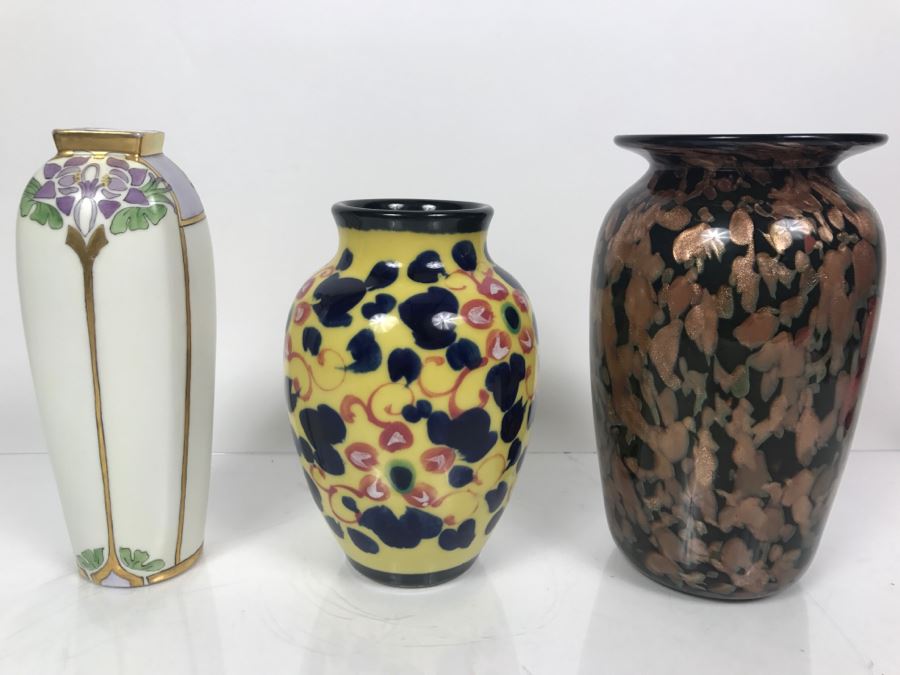 Handpainted Austrian Vase, Porcelain Vase And Art Glass Vase [Photo 2]