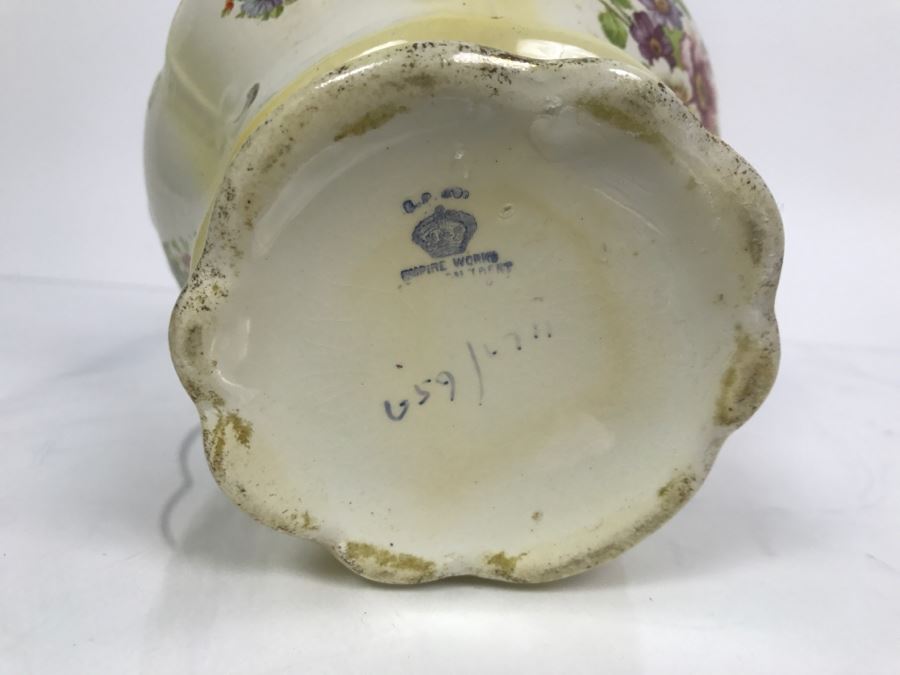 Pair Of Vintage English Barrel Biscuit Jars Lidded With Handles [Photo 16]