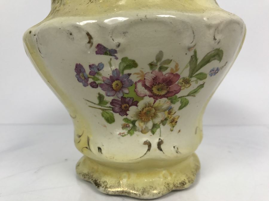 Pair Of Vintage English Barrel Biscuit Jars Lidded With Handles [Photo 12]