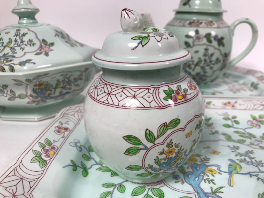 Adams Calyx Ware China England Teapot Creamer And Sugar Trays Pitcher Tureen [Photo 3]