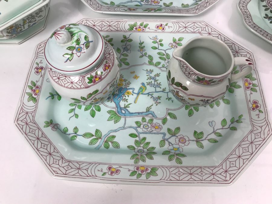 Adams Calyx Ware China England Teapot Creamer And Sugar Trays Pitcher Tureen [Photo 5]