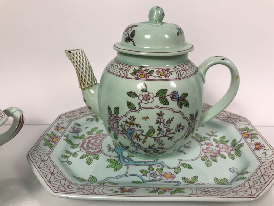 Adams Calyx Ware China England Teapot Creamer And Sugar Trays Pitcher ...