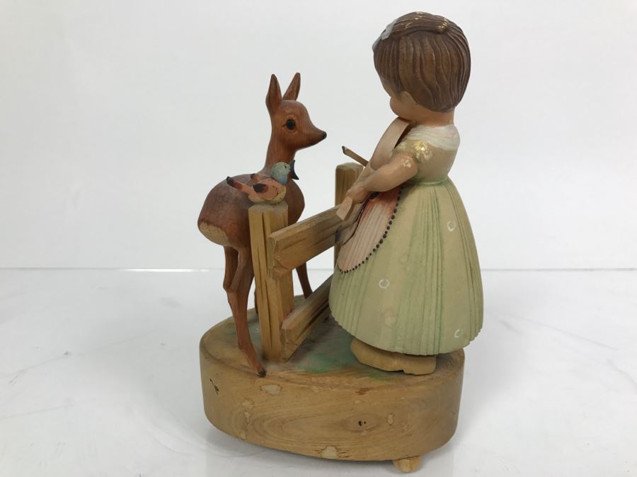 Carved Wooden Music Box Reuge Swiss Musical Movement The Blue Danube Toriart Italy [Photo 6]