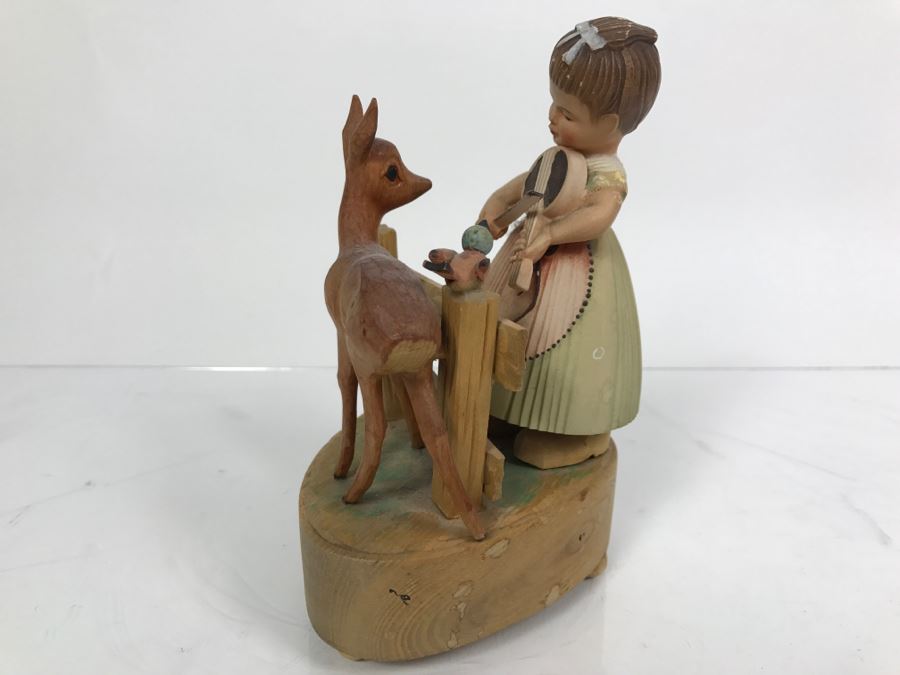 Carved Wooden Music Box Reuge Swiss Musical Movement The Blue Danube Toriart Italy [Photo 8]