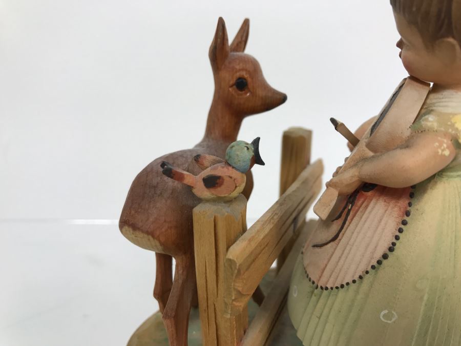 Carved Wooden Music Box Reuge Swiss Musical Movement The Blue Danube Toriart Italy [Photo 7]