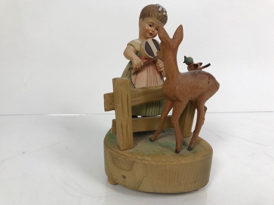 Carved Wooden Music Box Reuge Swiss Musical Movement The Blue Danube Toriart Italy [Photo 2]