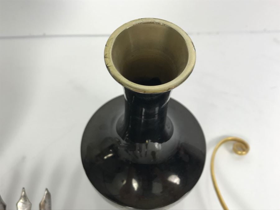 Pewter Pitcher, Vase, Spoons, Fork And Candle Snuffer [Photo 11]