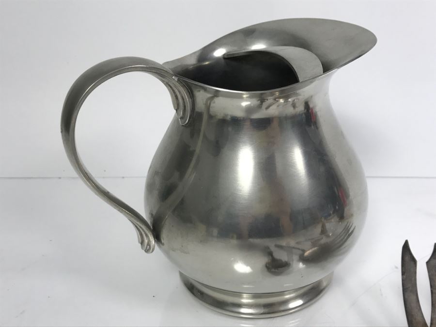 Pewter Pitcher, Vase, Spoons, Fork And Candle Snuffer [Photo 12]