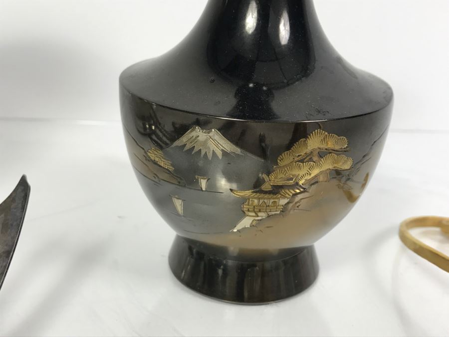 Pewter Pitcher, Vase, Spoons, Fork And Candle Snuffer [Photo 10]