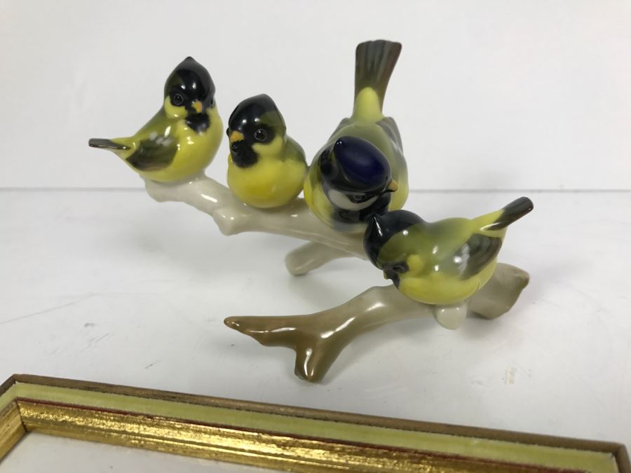 HR Germany Porcelain Birds And Framed Original Bird Painting [Photo 5]