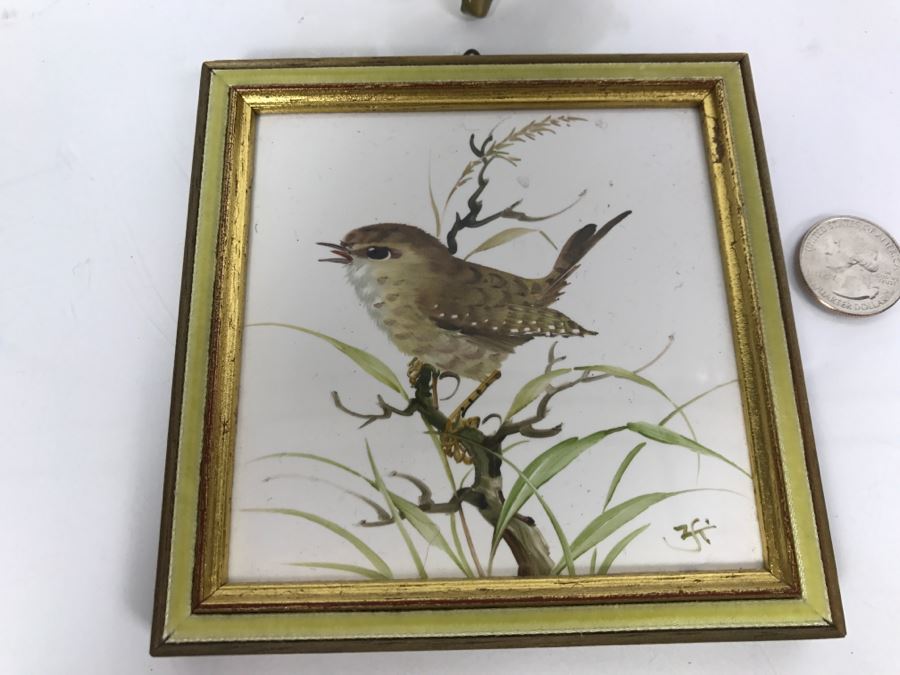 HR Germany Porcelain Birds And Framed Original Bird Painting [Photo 3]
