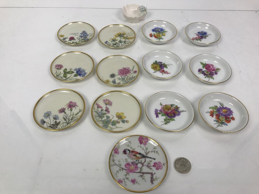 (1) Limoges France Bird Plate And (6) K&A Krautheim Bavaria Germany Floral Small Dishes And (6) Rosenthal Floral Small Dishes [Photo 3]
