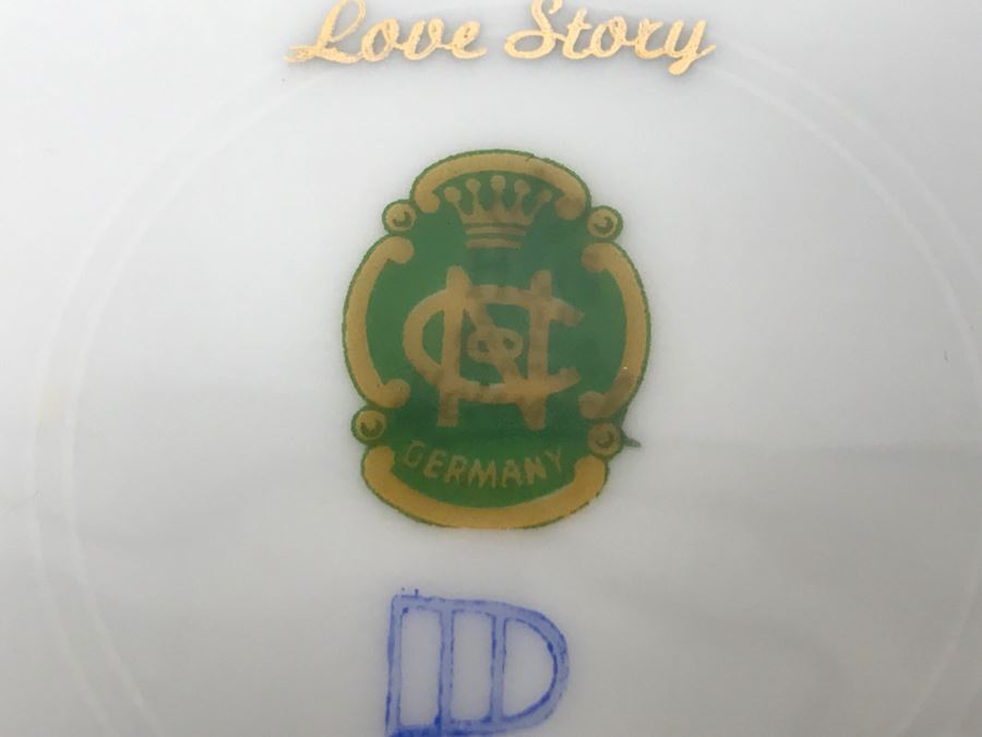 Various China Cups And Saucers, Griswold Salt & Pepper Shaker, Germany Handpainted Plate Love Story See Photos [Photo 19]