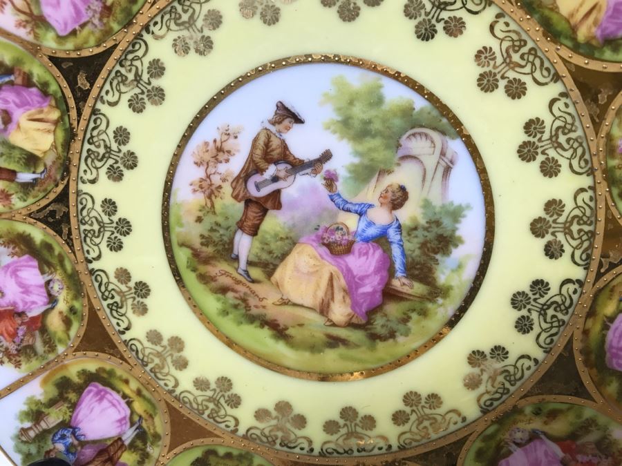 Various China Cups And Saucers, Griswold Salt & Pepper Shaker, Germany Handpainted Plate Love Story See Photos [Photo 16]