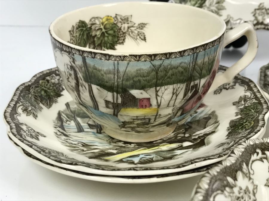 Vintage Johnson Brothers The Covered Bridge The Friendly Village China (See Photos For Condition) And Sterling Colonial English Ironstone J&G Meakin England China [Photo 4]