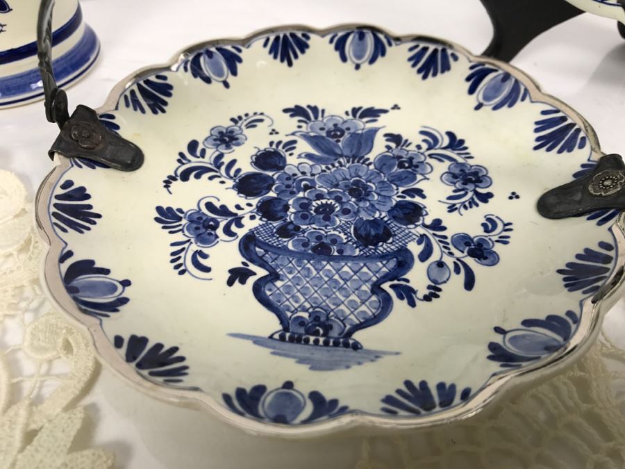 Collection Of Blue Delfts Holland And (2) Crocheted Doilies [Photo 9]