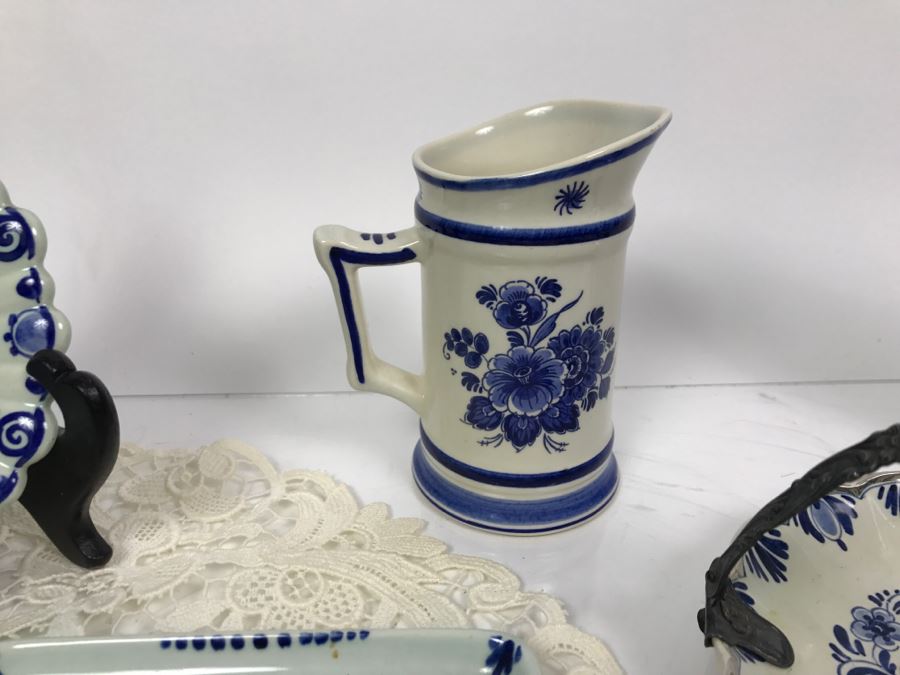 Collection Of Blue Delfts Holland And (2) Crocheted Doilies [Photo 8]