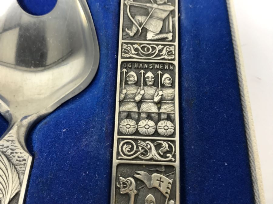 Konge Tinn Norwegian Pewter Salad Serving Set With Box [Photo 4]