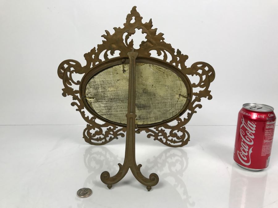 Vintage Brass Rococo Beveled Glass Vanity Mirror [Photo 4]