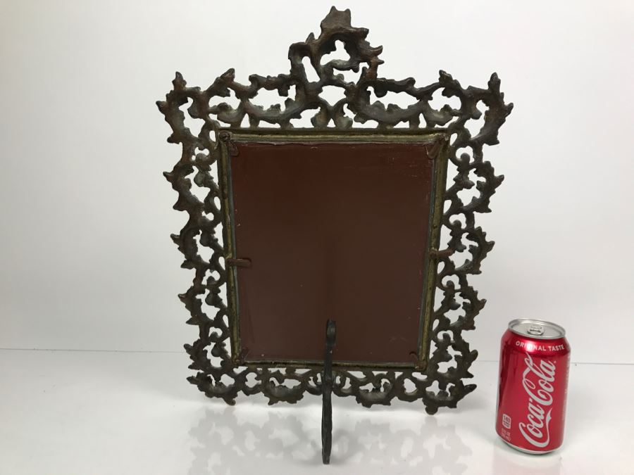 Vintage Brass Rococo Beveled Glass Vanity Mirror [Photo 5]