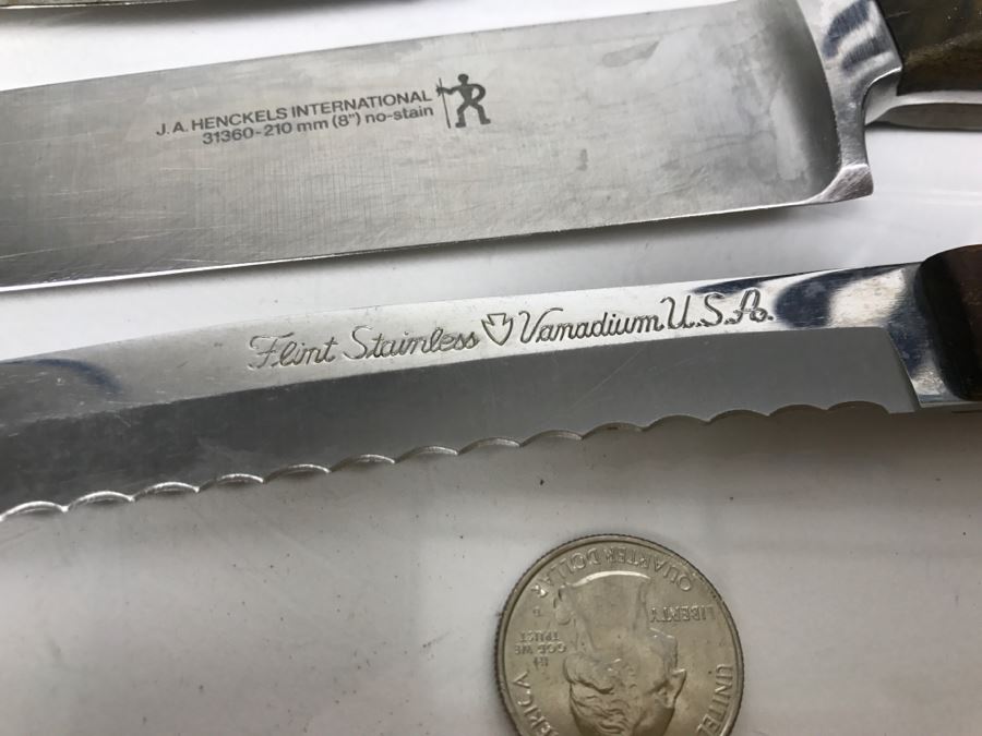 Gorham Stainless Steel Knife Set With Cuisinart Knife Holder And Cuisinart Knives, J. A. Henckels Knife And Flint Stainless Knife [Photo 11]