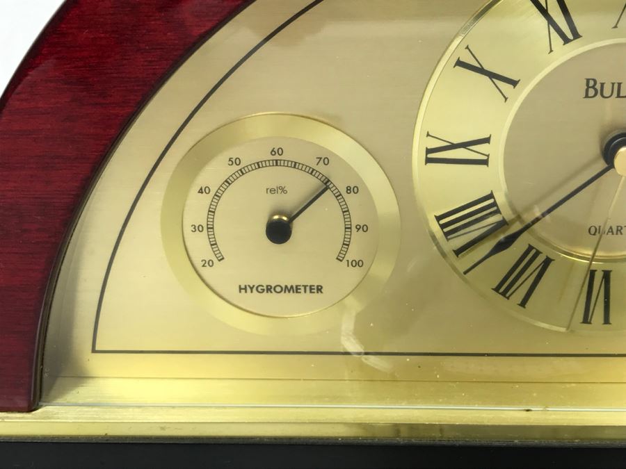 BULOVA Mantle Clock With Hygrometer And Thermometer And Men’s WENGER Swiss Watch [Photo 3]