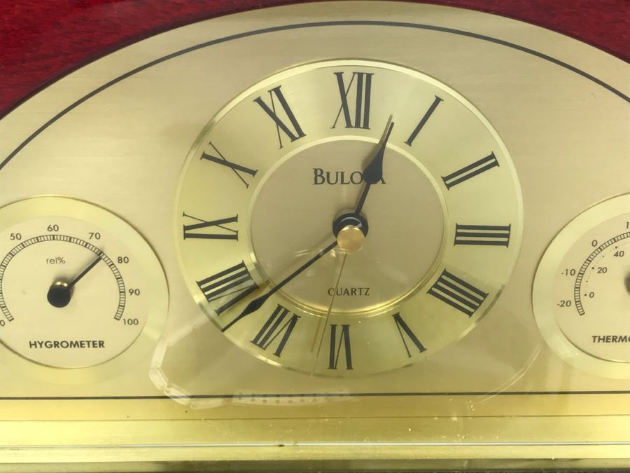BULOVA Mantle Clock With Hygrometer And Thermometer And Men’s WENGER Swiss Watch [Photo 4]