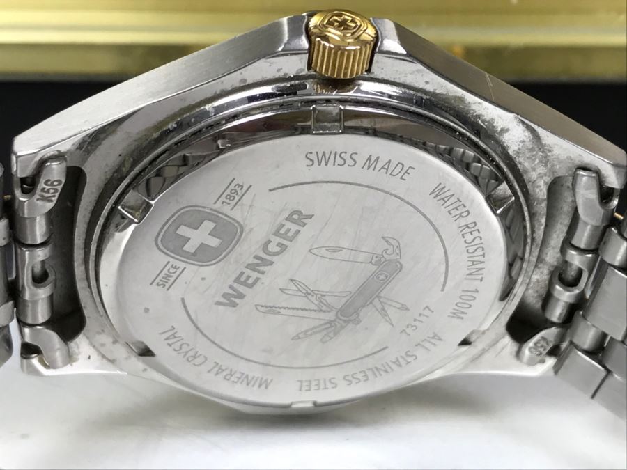 BULOVA Mantle Clock With Hygrometer And Thermometer And Men’s WENGER Swiss Watch [Photo 8]