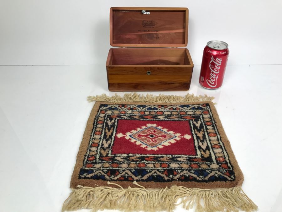 Small LANE Cedar Chest Box And Small Hand Knotted Persian Rug [Photo 1]
