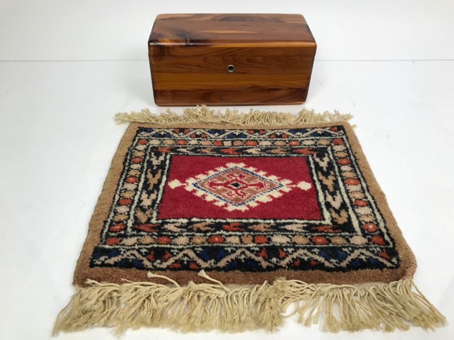 Small LANE Cedar Chest Box And Small Hand Knotted Persian Rug [Photo 2]