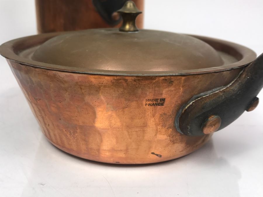 Vintage French Hammered Copper Pots With Lids - Some Made For The Bridge Company And Some Made In Paris [Photo 14]