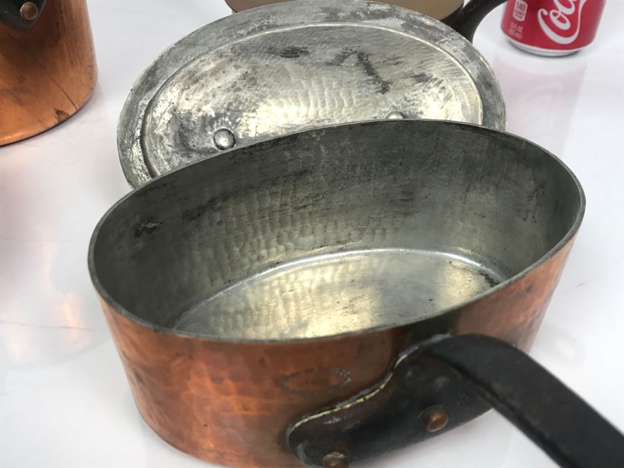Vintage French Hammered Copper Pots With Lids - Some Made For The Bridge Company And Some Made In Paris [Photo 8]