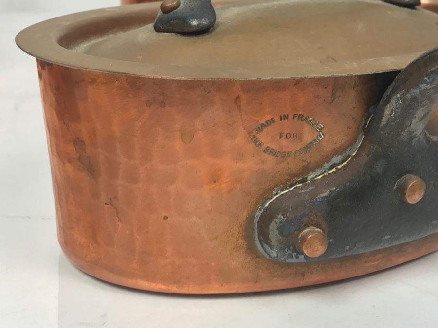 Vintage French Hammered Copper Pots With Lids - Some Made For The Bridge Company And Some Made In Paris [Photo 6]