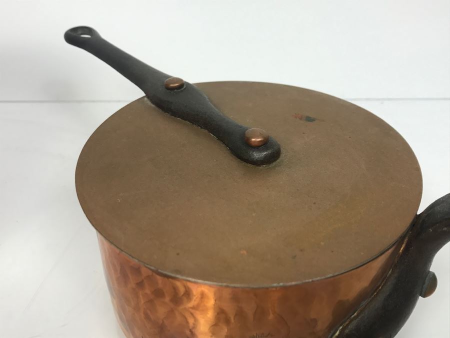 Vintage French Hammered Copper Pots With Lids - Some Made For The Bridge Company And Some Made In Paris [Photo 12]