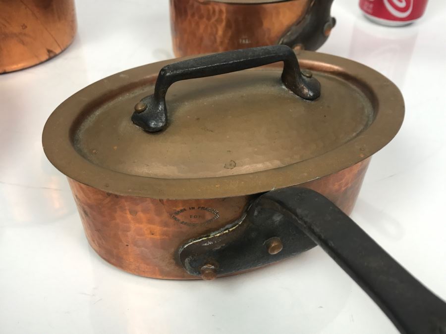 Vintage French Hammered Copper Pots With Lids - Some Made For The Bridge Company And Some Made In Paris [Photo 7]